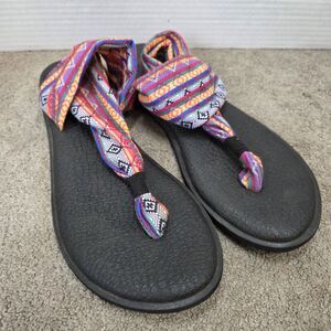 Sanuk Womens US 10  Sandals Yoga Sling 2 Tribal Flip Flop Rainbow Boho Yoga Mat